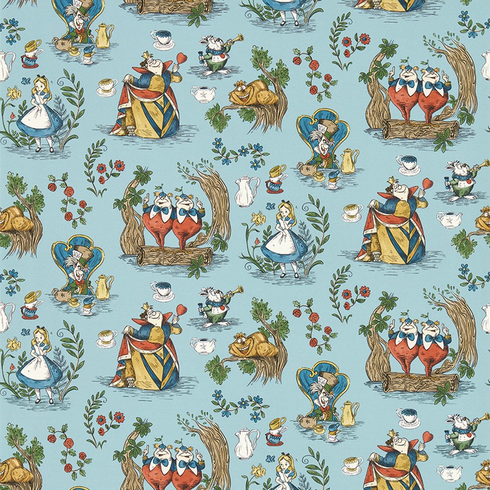 Alice in Wonderland Wallpaper 217286 by Disney Home x Sanderson in Puddle Blue